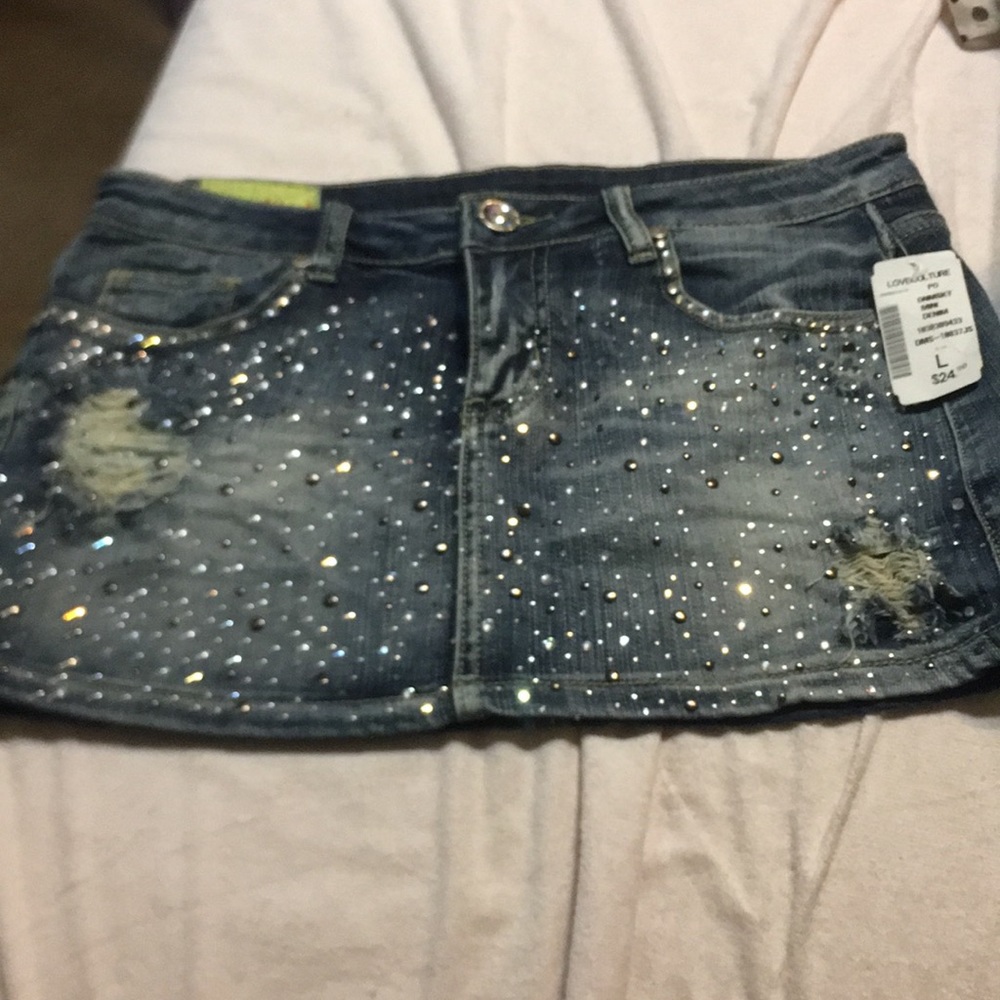 Bedazzled mini skirt